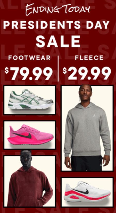 $79.99 Footwear and $29.99 Fleece
