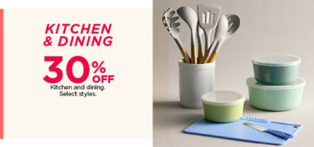 30% Off Kitchen and Dining