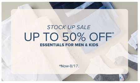 Stock Up Sale: Up to 50% Off Essentials for Men and Kids