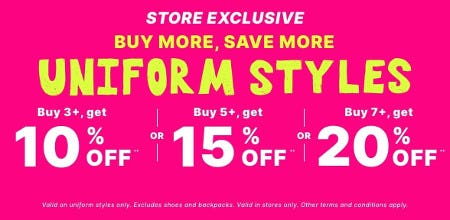 Buy More, Save More Uniform Styles