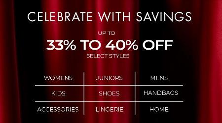 Up to 33% to 40% off Select Styles