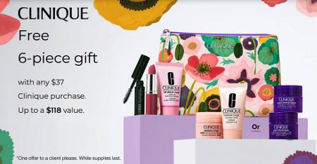 Free 6-Piece Gift With Any $37 Clinique Purchase
