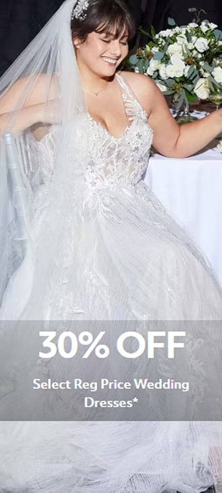 30% Off Select Reg Price Wedding Dresses