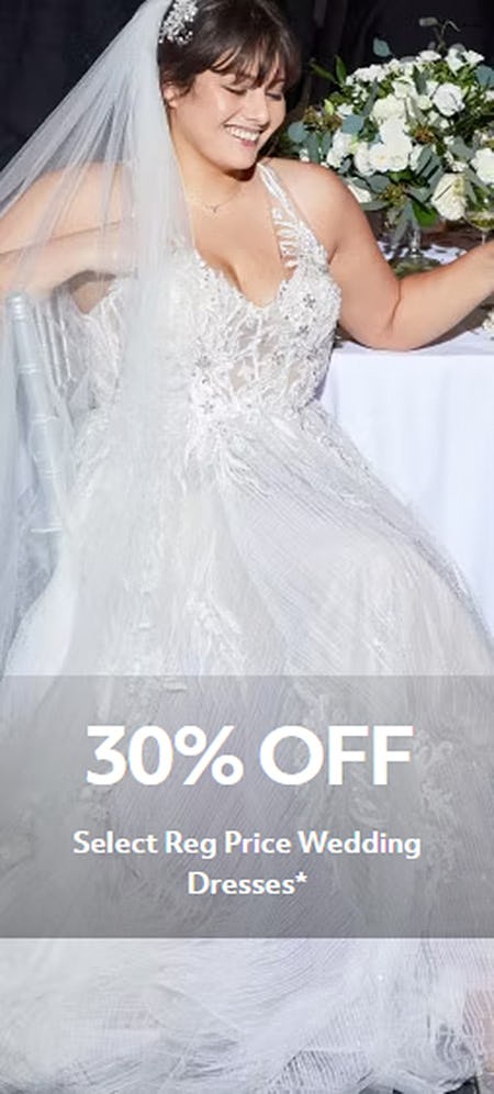 30% Off Select Reg Price Wedding Dresses