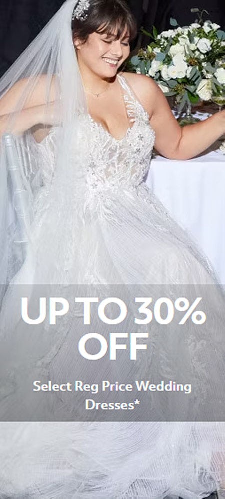 Up to 30% Off Select Reg Price Wedding Dresses
