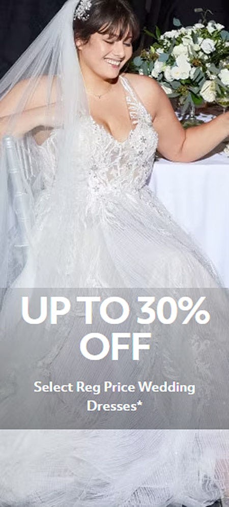 Up to 30% Off Select Reg Price Wedding Dresses