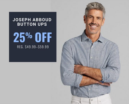 25% Off Joseph Abboud Button Ups