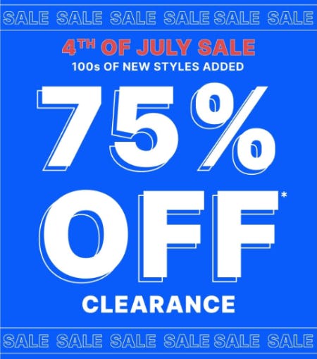 4th of July Sale: 75% Off Clearance