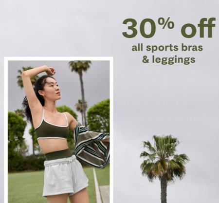 30% off All Sports Bras and Leggings