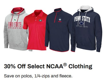 30% Off Select NCAA Clothing