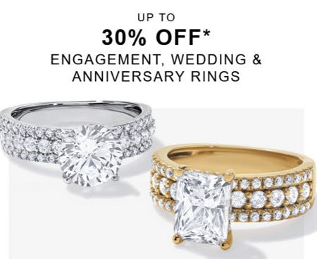 Up to 30% off Engagement, Wedding & Anniversary Rings