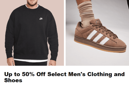 Up to 50% Off Select Men's Clothing and Shoes