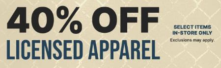 40% Off Licensed Apparel