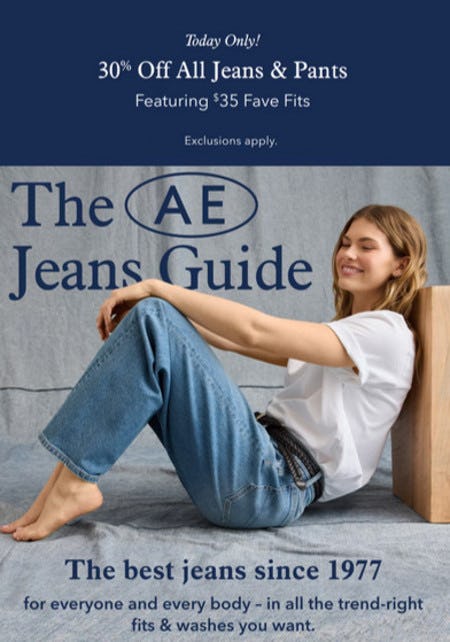 30% Off All Jeans and Pants