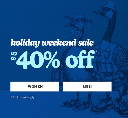 Holiday Weekend Sale Up to 40% Off