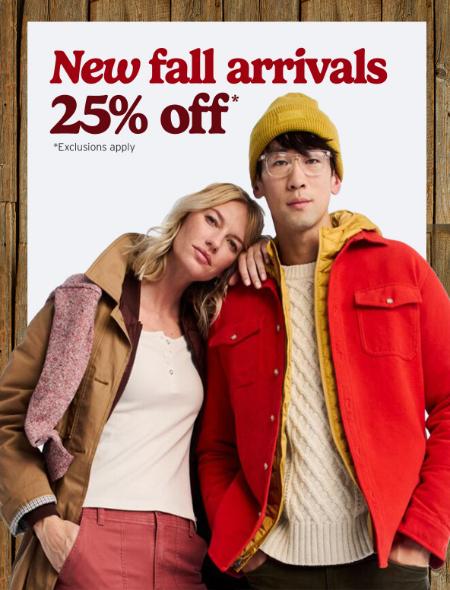 New Fall Arrivals 25% Off