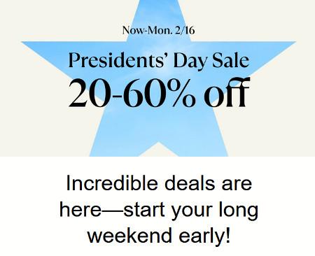 President's Day Sale: Up to 60% off