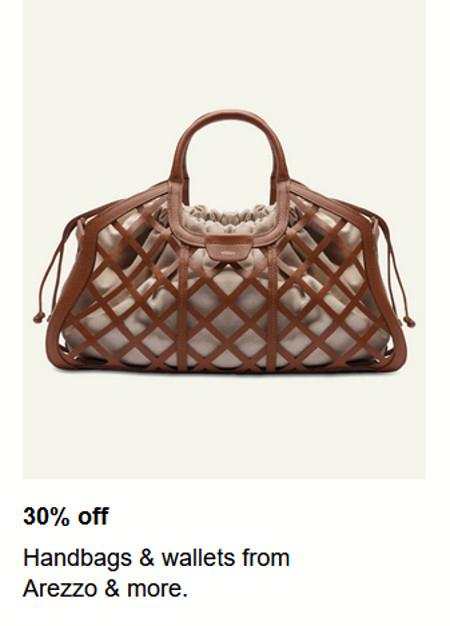 30% off Handbags and Wallets from Arezzo and More