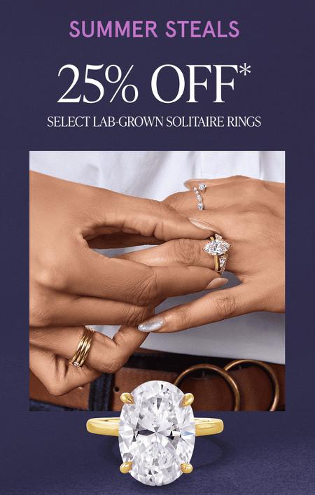 25% Off Select Lab-Grown Solitaire Rings