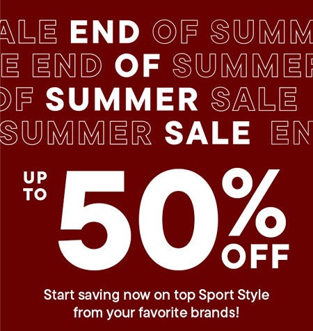 End of Summer Sale: Up to 50% off