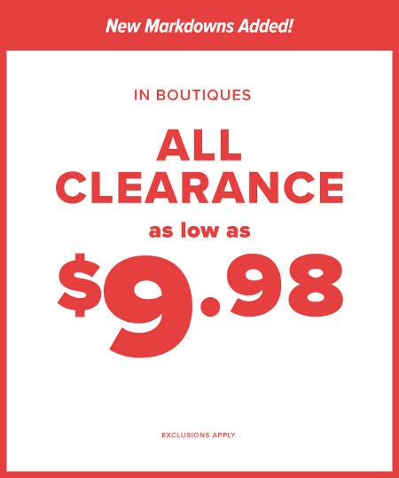 All Clearance As Low as $9.98