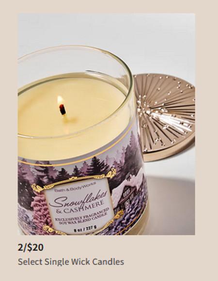2 for $20 Select Single Wick Candles