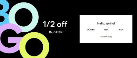 BOGO 1/2 Off In-Store