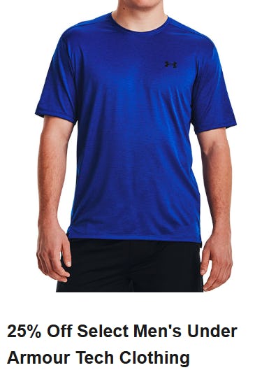 25% Off Select Men's Under Armour Tech Clothing