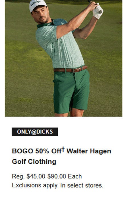 BOGO 50% Off Walter Hagen Golf Clothing