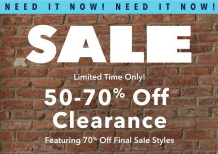 50-70% off Clearance
