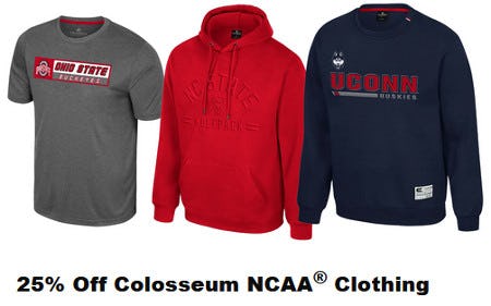 25% Off Colosseum NCAA®Clothing