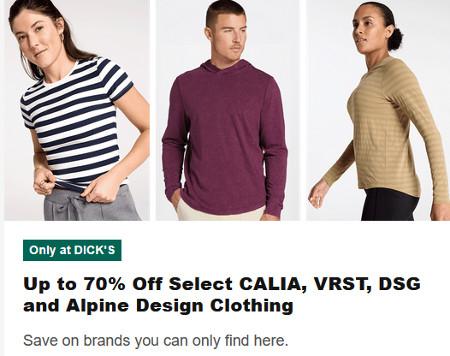 Up to 70% Off Select CALIA, VRST, DSG and Alpine Design Clothing