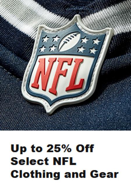 Up to 25% off Select NFL Clothing and Gear
