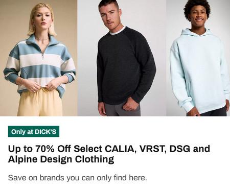 Up to 70% off Select CALIA, VRST. DSG and Alpine Design Clothing