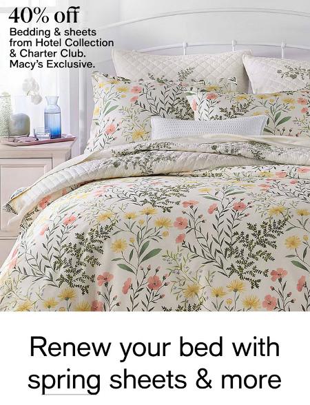 40% off Bedding and Sheets from Hotel Collection and Charter Club