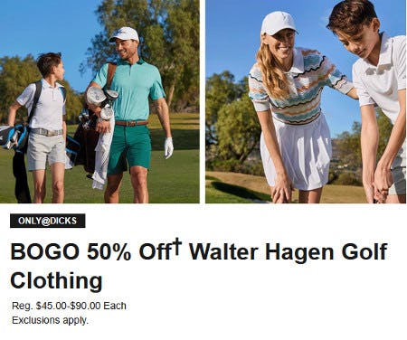 BOGO 50% Off Walter Hagen Golf Clothing