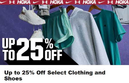 Up to 25% Off Select Clothing and Shoes