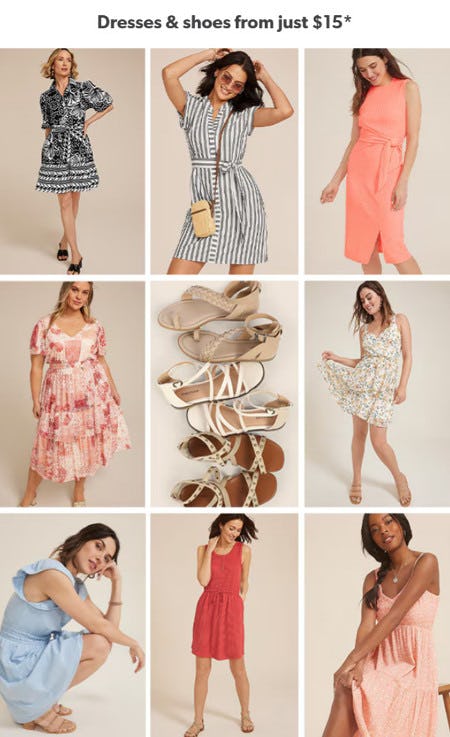 Dresses and Shoes Starting at $15