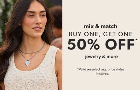 Buy One, Get One 50% off Jewelry and More