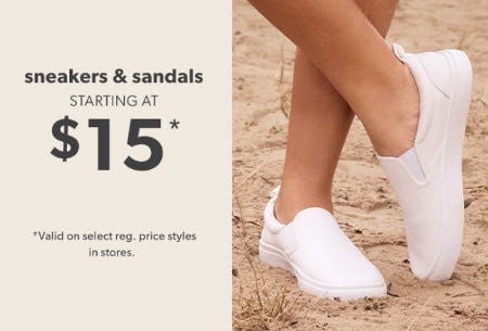 Sneakers and Sandals Starting at $15