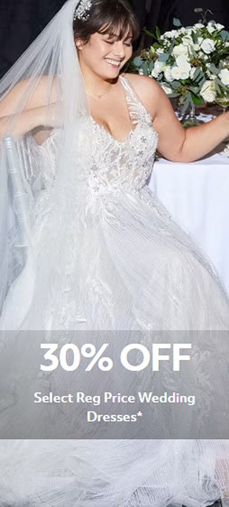30% Off Select Reg Price Wedding Dresses