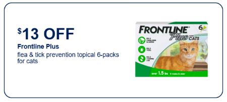 $13 Off Frontline Plus Flea & Tick Prevention Topical 6-Packs for Cats