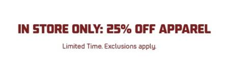 25% off Apparel