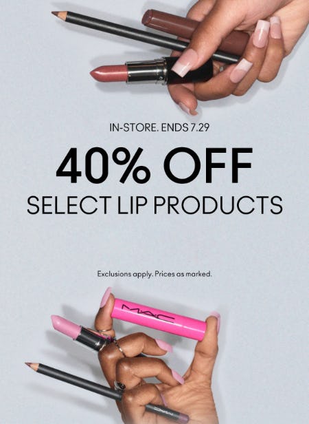 40% Off Select Lip Products