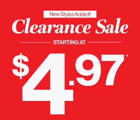 Clearance Sale Starting at $4.97