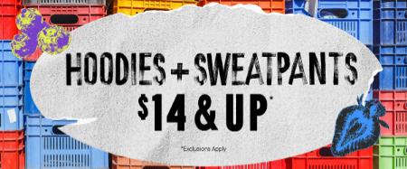Hoodies + Sweatpants $14 & Up