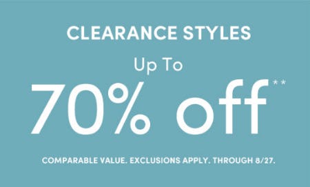 Up to 70% Off Clearance Styles
