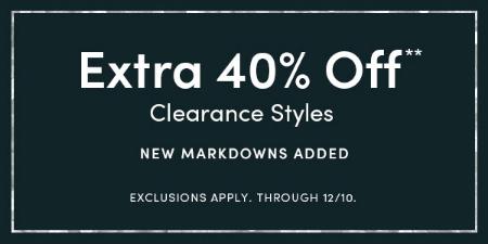 Extra 40% Off Clearance Styles