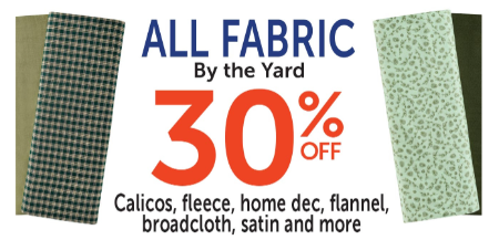 30% Off All Fabric by the Yard