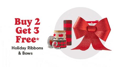Buy 2, Get 3 Free Holiday Ribbons & Bows